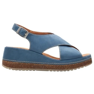 Afbeelding van Clarks Dames Kassanda Step Sandaal, Blauw Nubuck, 8 UK, 42 EU