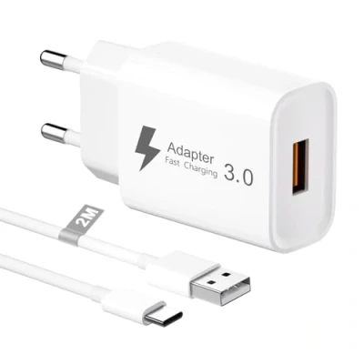 Afbeelding van USB C oplader, 18 W stekker met oplaadkabel 2 m, snellader kabel Samsung Galaxy S22/S22 Plus/S22 Ultra/S21/S21 Plus/S21 Ultra/S21 FE/S20