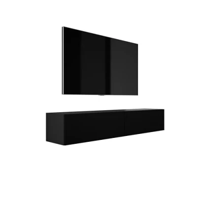 Afbeelding van 3E 3xE living.com Hangende tv kast modern design A: Breedte: 170 cm. Hoogte: 34 Diepte: 32 lowboard, meubel hangend, mat zwart.