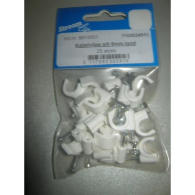 Afbeelding van 25 stuks Kabelclips 8mm rond wit