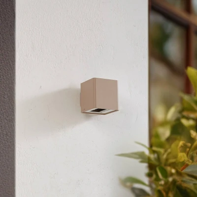 Afbeelding van Lucande LED buiten wandlamp Aaron, beige, aluminium, omhoog/omlaag