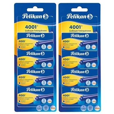Afbeelding van Pelikan 330894 inktpatronen 4001, 40 stuks, (4 x 5 grote cartridges, koningsblauw, 2 verpakkingen)
