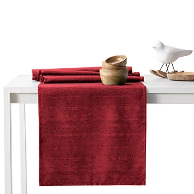 Afbeelding van AmeliaHome Tafelloper 40 x 140 cm lotuseffect waterafstotend slangenhuidpatroon Bordeaux Vesta