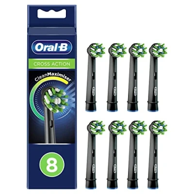 Afbeelding van Oral B CrossAction Met CleanMaximiser technologie Opzetborstels Zwart 8 Stuks