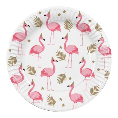 Afbeelding van Flamingo Borden Goud en Roze 23cm 10 stuks