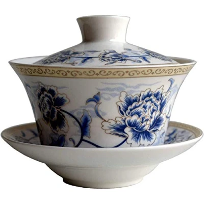 Afbeelding van Eplze YBK Tech 10 oz Grote Gaiwan, porseleinen Kung Fu theekop en schotel met deksel, Chinees traditioneel Sancai Theekom (4#)