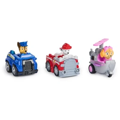 Afbeelding van PAW Patrol Rescue Racers set van 3 speelgoedauto&#039;s met terugtrekfunctie Chase Marshall en Skye