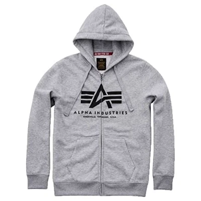 Afbeelding van Alpha Industries Basic Zip Hoody Sweat met capuchon voor heren Grey Heather