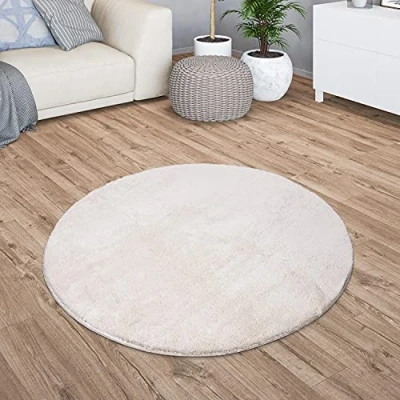 Afbeelding van Vloerkleed Woonkamer Laagpolig Eenkleurig Modern Design Wasbaar Geel Gold, Kleur: Crème, Maat:120 cm Rund