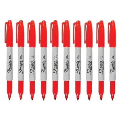 Afbeelding van Sharpie Permanente Markers Fijne punt Rode Inkt Pack van 10