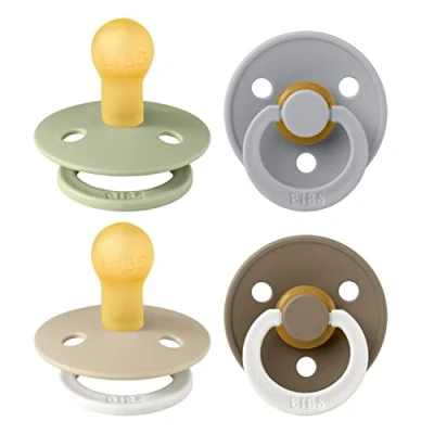 Afbeelding van BIBS Colour speen verpakking 4 stuks, BPA vrije fopspeen, Ronde speen. Natuurlijk rubberlatex, Gemaakt in Denemarken. Maat 1 (Verpakking stuks), Vanilla Glow Mix