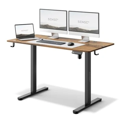 Afbeelding van SENSE7 NOJO Bureau Computerbureau Gamingbureau 120 x 60 cm Elektrische Hoogteverstelling Geheugenfunctie Hoofdtelefoonhouder Kabelopbergsysteem zwart / donkerbruin