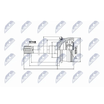 Afbeelding van Homokineet reparatie set, aandrijfas NTY NPZ TY 078