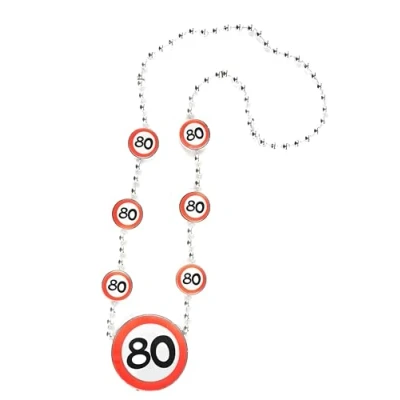Afbeelding van Verjaardagsdecoratie halsketting 80ste verjaardag decoratie 80e man vrouw tafeldecoratie