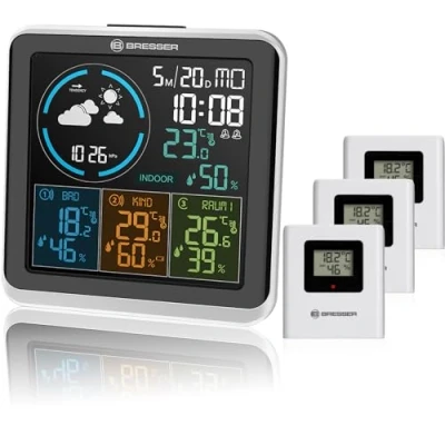 Afbeelding van Bresser Weerstation Quadro Individio Voor Binnen &amp; Buiten Incl. 3 Sensoren