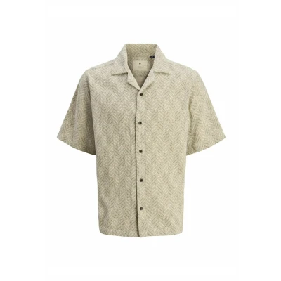 Afbeelding van Jack &amp; Jones Premium Jprbluvincent Print Resort Overhemd, Heren, Maat: Small, Loden frost