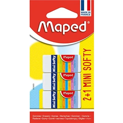 Afbeelding van Maped potloodgom Softy mini formaat, blister met 3 stuks gum