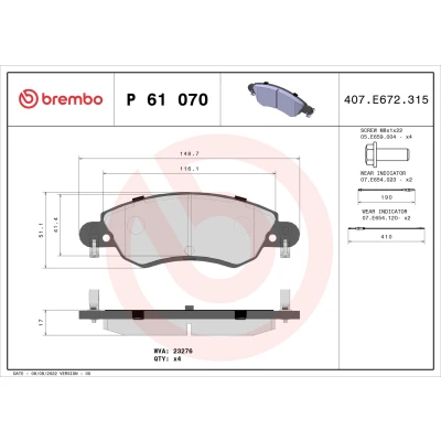 Afbeelding van Brembo Remblokset P 61 070