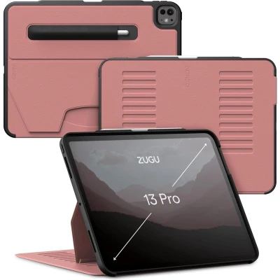Afbeelding van Zugu case iPad Pro 13 (M4) 2024 oersterke luxe flip over volledige 360˚ bescherming met multifunctionele standaard functie geschikt voor Apple Pencil Desert Rose