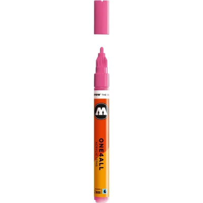 Afbeelding van Molotow ONE4ALL 2mm Acryl Marker Fluoriserend Roze Geschikt voor vele oppervlaktes zoals canvas, hout, steen, keramiek, plastic, glas, papier, leer...