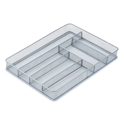 Afbeelding van Honey Can Do KCH 02162 bestekbak van gevlochten staal, metaal, zilver, 40,64 x 28,574 5,08 cm