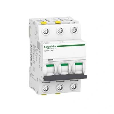 Afbeelding van Schneider A9F04306 stroomonderbreker iC60N, 3P, 6A, C karakteristiek