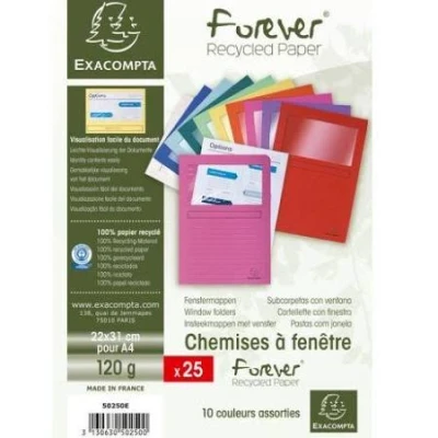 Afbeelding van Exacompta L map Forever, Voor Ft A4, Pak Van 25 Stuks, Geassorteerde Kleuren