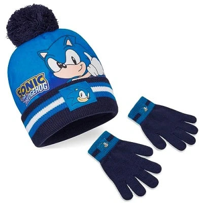 Afbeelding van Sonic The Hedgehog Muts jongens sjaal handschoenen set kinderen wintermuts set, Blauw 2 stuks, Eén maat