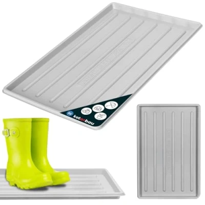 Afbeelding van KOTARBAU® Schoenendruipbak 45 x 30 cm druipmat schoenen grijs schoenmat afdruipmat kunststof schoenenbak schoenenrek winter schoen onderlegger schoenzak