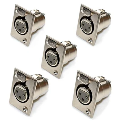 Afbeelding van Oiyagai 5 stuks D3F 3 pins vrouwelijke XLR paneelmontagestekker met nikkelafwerking Professionele audioconnector voor microfoons, luidsprekers en studio apparatuur