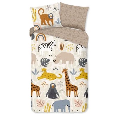 Afbeelding van Good Morning flanellen dekbedovertrek 1 persoons Jungle (140x220 cm)