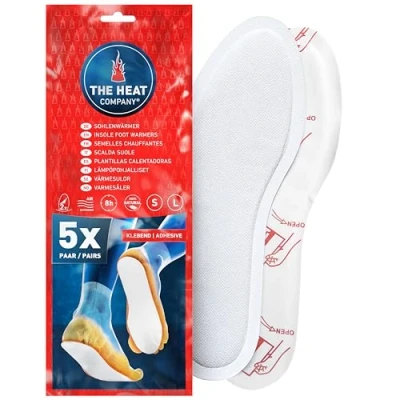 Afbeelding van THE HEAT COMPANY Insole Warmer adhesive 5 paar EXTRA WARM verwarmingszolen voetwarmers 8 uur warme voeten klaar voor gebruik luchtgeactiveerd puur natuurlijk grootte LARGE: 41 46