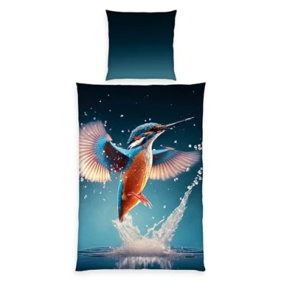 Afbeelding van Herding Young Collection IJsvogel, kussensloop 80 x cm, omkeerbaar dekbedovertrek, 135 200 met ritssluiting, 100% katoen renforcé