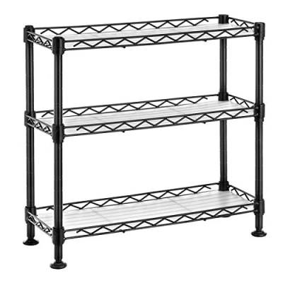 Afbeelding van SONGMICS kruidenrek met 3 niveaus, keukenorganisatie, van metaal, PP platen, verstelbaar schapniveau, 40 x 15 39,5 cm, zwart LGR025B01