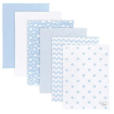 Afbeelding van Comfy Cubs Spuugdoeken 6 stuks grote washandjes van 100% katoen, dubbellaags, absorberend, extra spuugdoek, zacht, voor jongens en meisjes (blauw, pak 6)