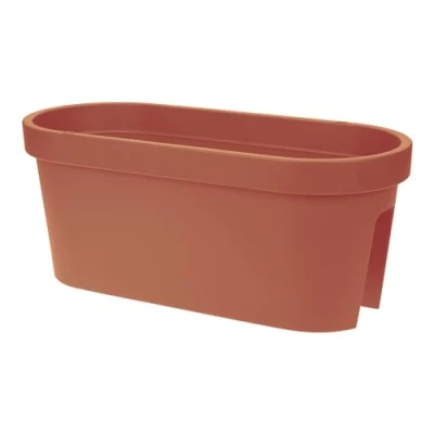 Afbeelding van Balkonleuning, bloembak, ovaal, 60 cm, terracotta, kunststof, om op te hangen, tuin, bloempot, planten, bloemenschaal hangen