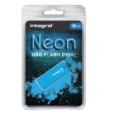 Afbeelding van USB stick 2.0 Integral 16GB neon blauw