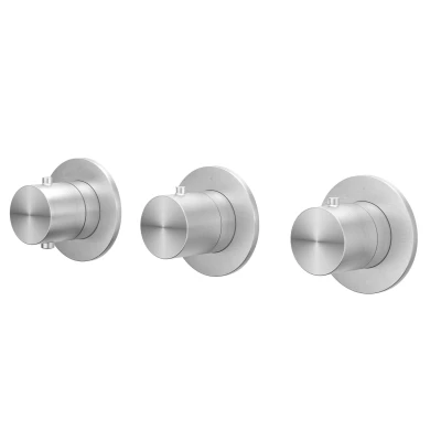 Afbeelding van IVY Concord afbouwdeel inbouwthermostaat 2 stopkranen symmetry RVS 316 Geborsteld Tijdloze uitstraling