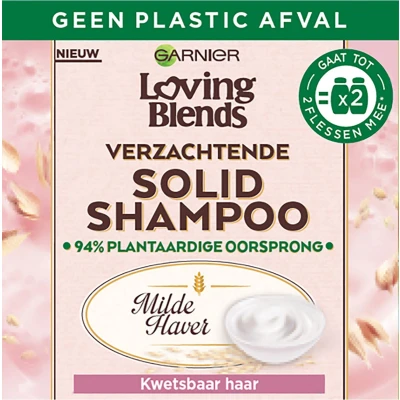 Afbeelding van Garnier Loving Blends Solid Shampoo Milde Haver, 60 gram