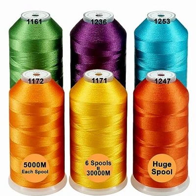 Afbeelding van New brothread Set van 6 Fruit&amp;Tuin Kleuren Polyester Machine Borduurgaren Enorme Spoel 5000M voor Alle Borduurmachines