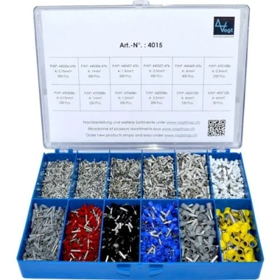 Afbeelding van Vogt 4015 Assortiment adereindhulzen Zilver, Wit, Grijs, Rood, Zwart, Blauw, Geel 3650 stuk(s)