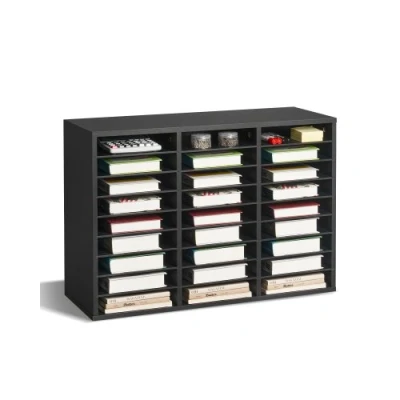 Afbeelding van VEVOR Houten Literatuur Organizer 27 Compartimenten Verwijderbare Planken Hout Zwart