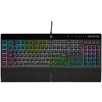 Afbeelding van Corsair K55 RGB PRO XT bekabeld membraan gaming toetsenbord (dynamische achtergrondverlichting, 6 macro toetsen met Elgato software integratie, IP42 stof en spatwaterdicht) QWERTZ, zwart