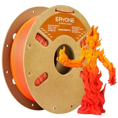 Afbeelding van ERYONE mat PLA 3D printerfilament, 1,75 mm, maatnauwkeurigheid +/ 0,03 1 kg, spoel, meerkleurig PLA, rood en geel