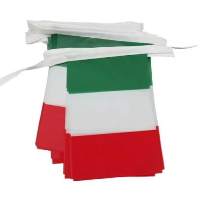 Afbeelding van Italië 6 meter BUNTING Vlag 20 vlaggen 9&#039;&#039; x 6&#039;&#039; Italiaanse STRING 15 21 cm AZ FLAG