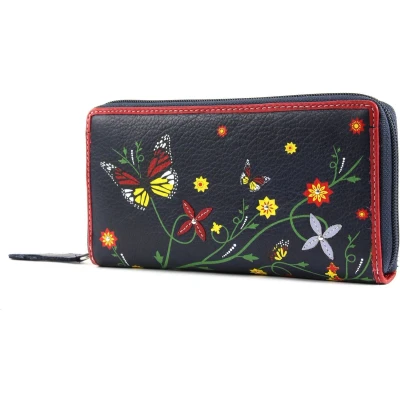 Afbeelding van bruno banani Leren Portemonnee Butterfly Large Zip Around Blue Blauw Veelkleurig