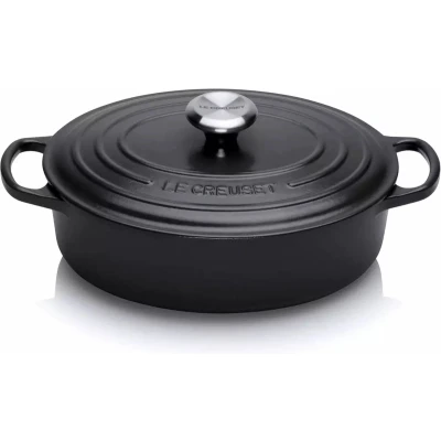 Afbeelding van Le Creuset Braadpan Mat Zwart Laag Ovaal Signature 27cm 3.4L
