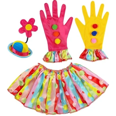 Afbeelding van W WIDMANN MILANO Party Fashion Bekledingset clown, minihoed, kraag en handschoenen, circus, carnaval, themafeest, verjaardag
