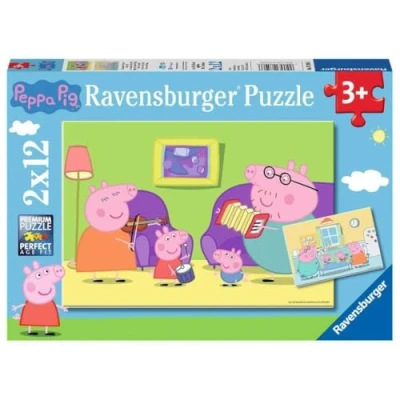 Afbeelding van Ravensburger Kinderpuzzel 2 x 12 stukjes Thuis bij Peppa Pig