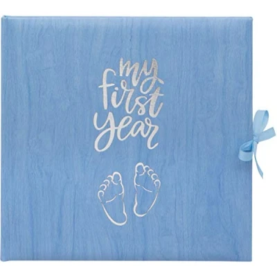Afbeelding van Baby&#039;s My First Year Record Logboek ter herdenking van de geboorte tijdens hun eerste jaar op aarde Blauw